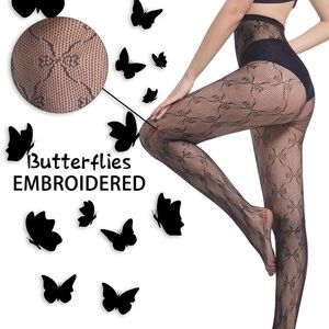 2 pair fishnet tights Butterfly Pattern